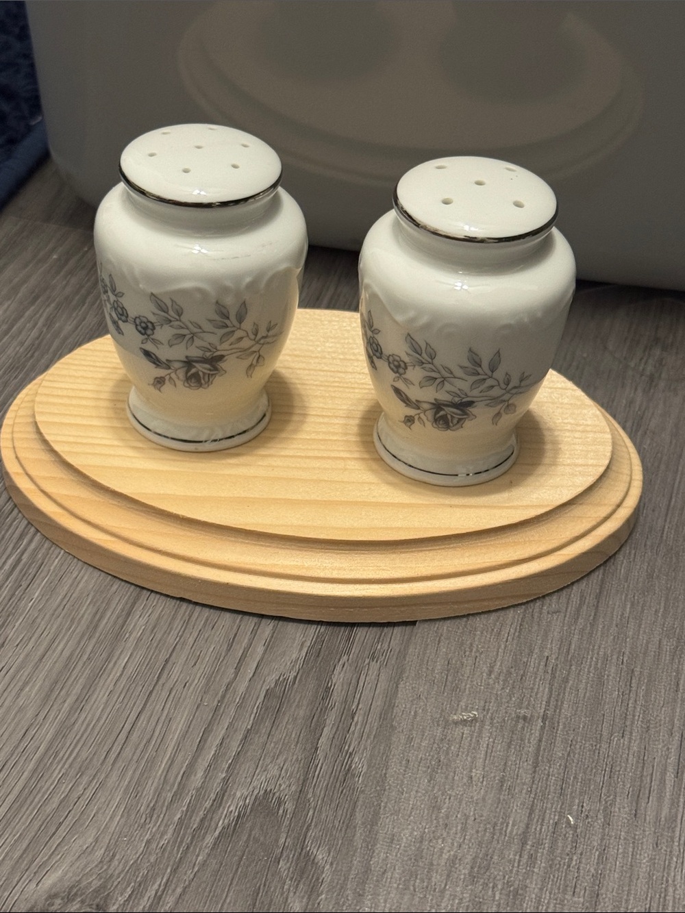 Classic Floral Ceramic Salt and Pepper Shakers - White